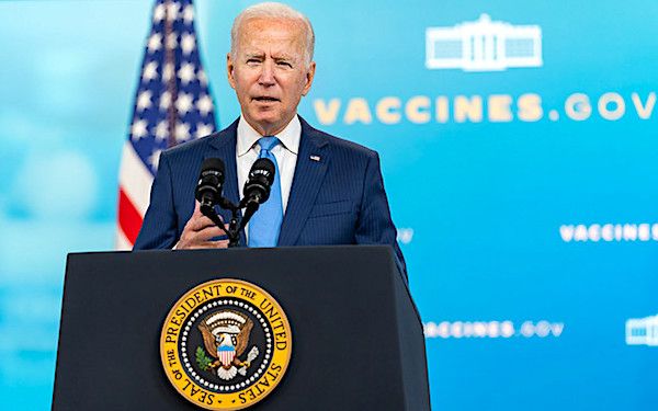 Joe Biden delivers remarks on the FDA giving full approval to the Pfizer COVID-19 vaccine, Monday, Aug. 23, 2021, in the South Court Auditorium in the Eisenhower Executive Office Building at the White House. (Official White House photo by Adam Schultz)