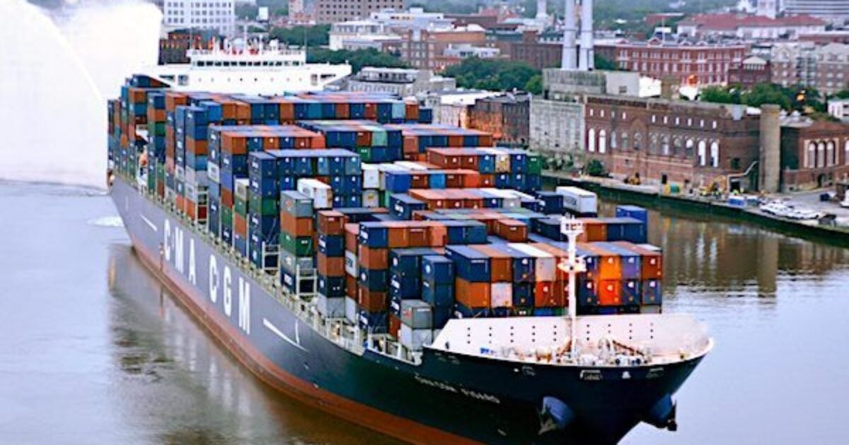 A cargo ship transporting privately owned vehicles. (U.S. Department of Defense)
