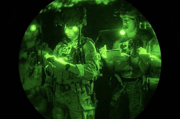 Special warfare airmen plan out their trail during the land navigation portion of the Lightning Challenge at Joint Base San Antonio-Camp Bullis, Texas, Oct. 18, 2023. (U.S. Air Force photo by Airman 1st Class Gabriel Jones)